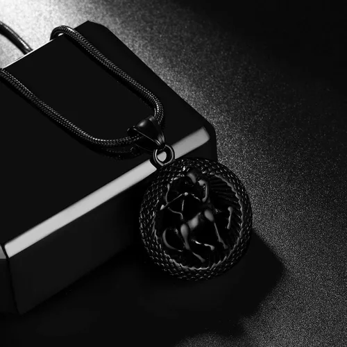 Vista 2 de Hipunk Collar de 12 constelaciones, signo de estrella del zodiaco, colgante de horóscopo, acero inoxidable 316L, regalo de cumpleaños para hombres