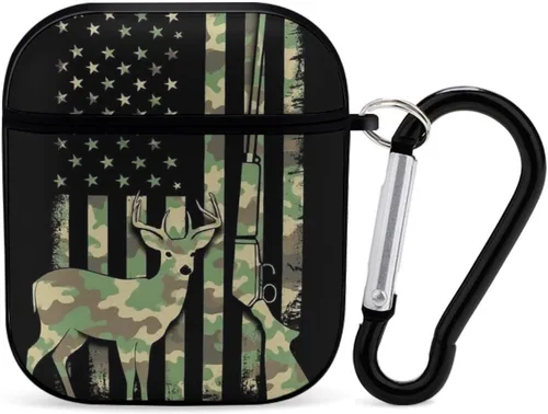 Vista 34 de Funda protectora de silicona compatible con AirPods 2 y 1 (camuflaje militar de camuflaje frío)