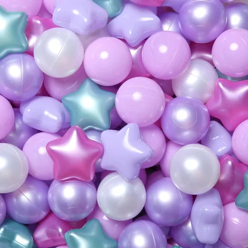 Vista 14 de Pelotas de Corral de Bolas Realhaha 50 100 200 500, Formas de Estrella para Bebés Niños Parque Infantil Bolas de Plástico para Bebés Piscina