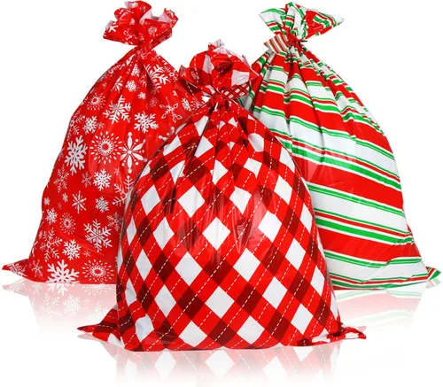 Vista 10 de CCINEE Bolsas de celofán de Navidad, bolsas de golosinas surtidas de Navidad con lazos torcidos, bolsas de galletas de caramelo para suministros
