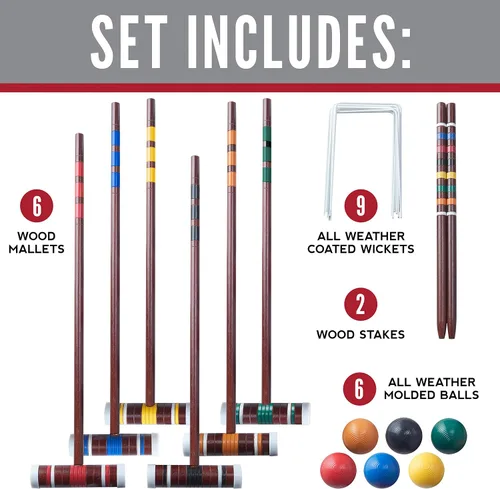Vista 2 de Franklin Sports Juegos de croquet portátiles para patio trasero – Juegos completos de croquet para 4 + 6 jugadores con mazos, bolas de croquet +
