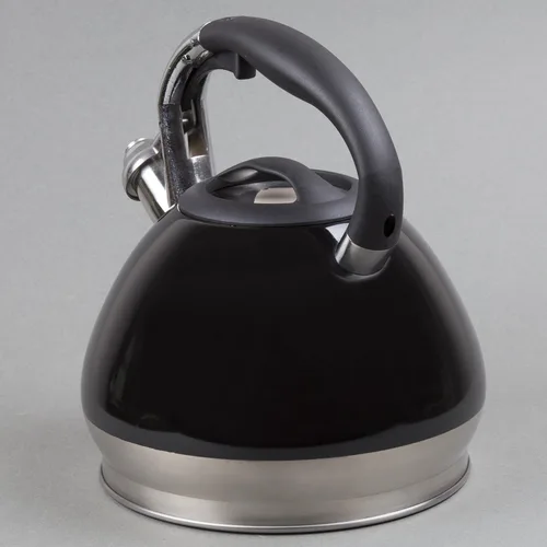 Vista 7 de Creative Home Triumph - Hervidor de té silbante de acero inoxidable, 3.5 cuartos de galón, tetera negra Base encapsulada de triple capa, mango
