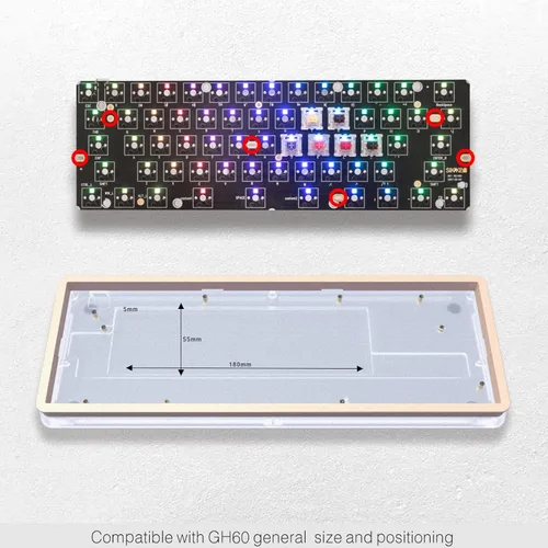 Vista 6 de DRAOZA Kit de teclado mecánico para juegos con retroiluminación RGB de 61 teclas, triple modo programable Bluetooth 5.0USB-C con cableteclado