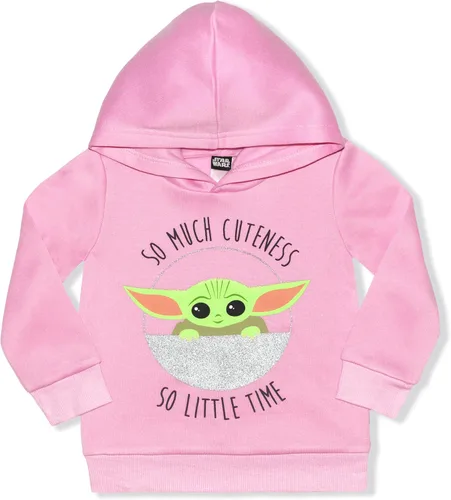 Vista 2 de STAR WARS The Mandalorian Baby Yoda - Conjunto de 2 piezas con capucha y pantalones deportivos para niñas y niños pequeños, color rosagris