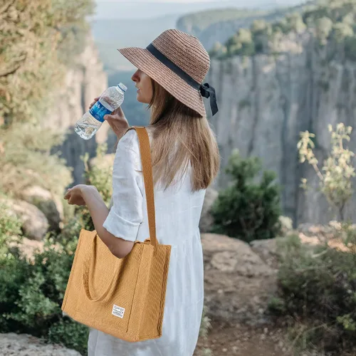 Vista 7 de Valleycomfy Bolsos de mano de pana casuales vintage para mujer, bolso cruzado para mujer, bolso de hombro de viaje, bolso ecológico