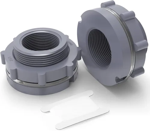 Vista 11 de TAISHER Adaptador de conector de tanque de mamparo de 1 pulgada de ABS blanco con tapones y junta para tanque de agua, barriles de lluvia, acuarios