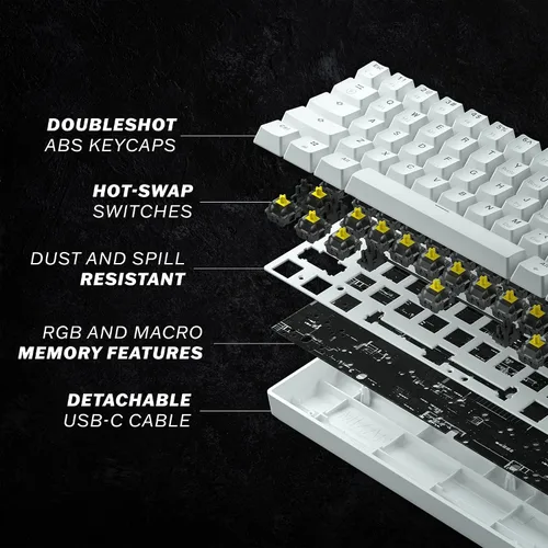 Vista 5 de HK GAMING GK61 - Teclado mecánico para juegos 60%, 61teclas arco iris RGB retroiluminadas por LED, USB, programable, PCMac, interruptores mecánicos