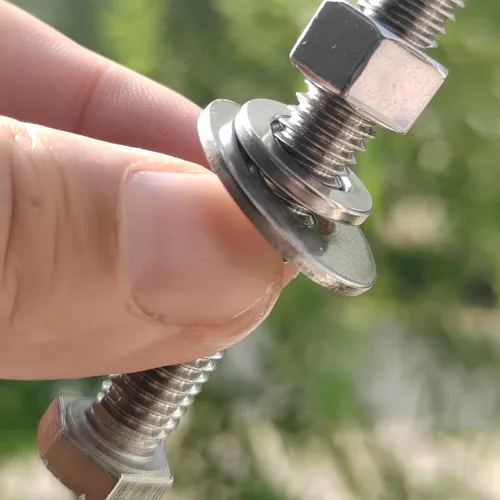 Vista 5 de Tornillos de cabeza hexagonal de acero inoxidable 3/8-16x4, tuercas, arandelas planas y de bloqueo, 18-8 (304) S/S, totalmente roscados por perno