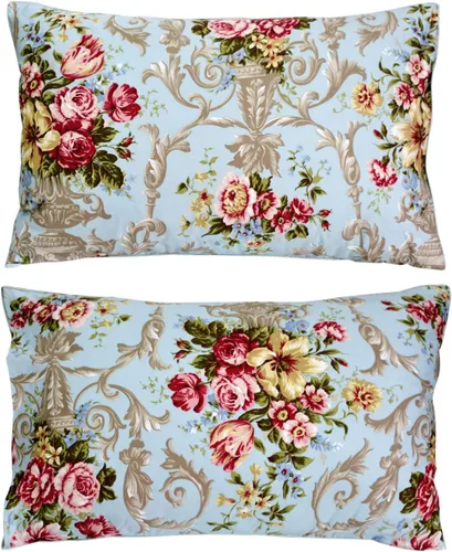 Vista 2 de FADFAY Fundas de almohada de 20 x 30 pulgadas, fundas de almohada de lujo con diseño floral de peonía, 100% algodón egipcio, 2 piezas