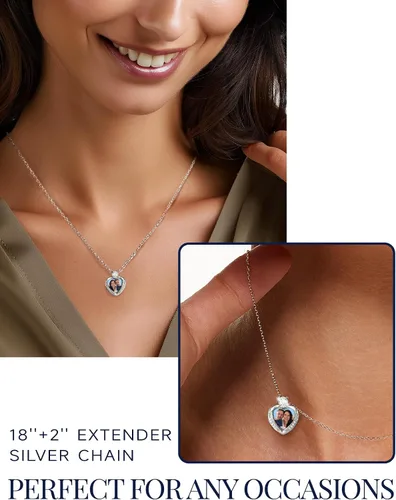 Vista 13 de MomentWish Collar de corazón para mujer, moissanita, diamante de imitación, plata de ley 925
