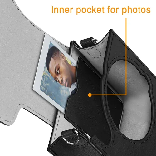 Vista 5 de Fintie Funda protectora para cámara instantánea Fujifilm Instax Mini 40 – Funda de piel vegana premium con correa ajustable extraíble