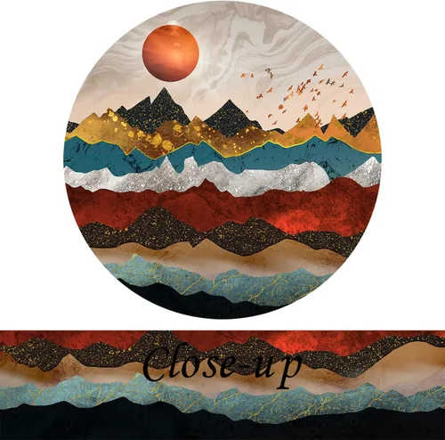 Vista 5 de Lienzo grande de 4 piezas de arte de las montañas preciosas coloridas imágenes de paisaje giclée, arte de pared de mediados de siglo, decoración