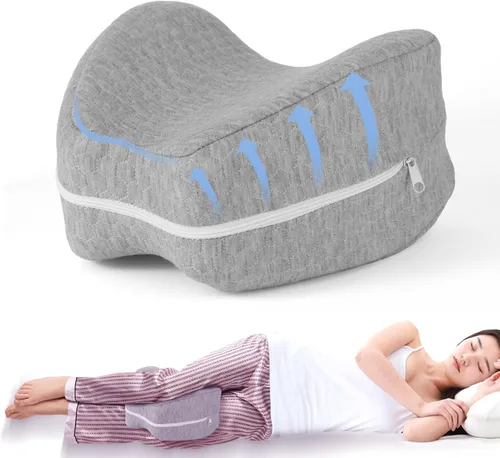 Vista 8 de Almohada de espuma viscoelástica para rodillas y piernas para dormir de lado, soporte ergonómico para espalda, caderas, rodillas, articulaciones