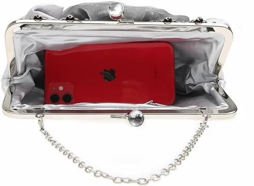 Vista 6 de Bolsos de mano florales para mujer, bolso de mano de satén para noche, fiesta, graduación, bolsos de novia