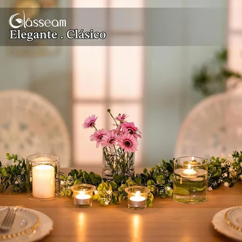 Vista 8 de Glasseam Jarrones Cilíndricos para Centros de Mesa, Juego de 6 Jarrones de Vidrio Transparente para Flores, Jarrón Moderno Pequeño para Velas