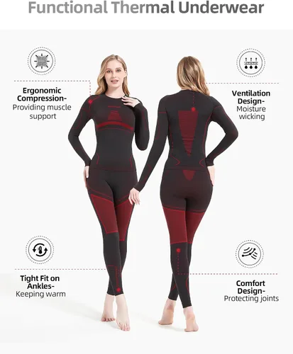Vista 2 de NOOYME Capa base térmica para mujer, pantalones largos para clima frío