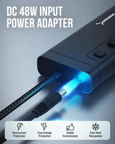 Vista 8 de SABRENT Hub USB-C de 7 puertos con interruptores de alimentación, USB 3.2 de 5 Gbps, concentrador alimentado de 48 W con 3 puertos USB-A + 4 puertos