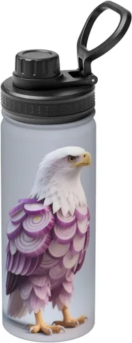Vista 10 de Botella de agua aislada con estampado de tsunami de obsidiana, de acero inoxidable de 18 onzas, divertida taza de viaje, a prueba de fugas
