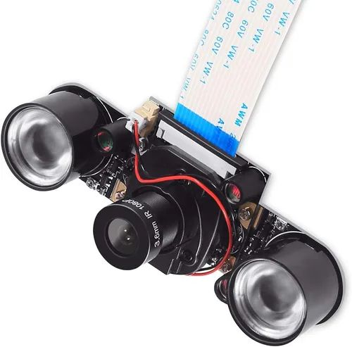 Vista 2 de DORHEA Raspberry Pi 4 Módulo de cámara Sensor de corte IR automático Visión diurna/nocturna Video Webcam HD 5MP 1080P OV5647 Enfoque ajustable