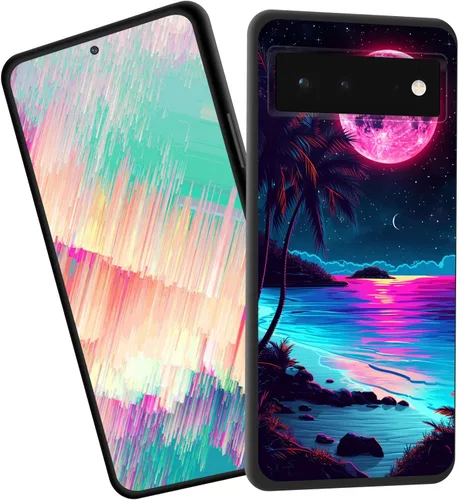 Vista 45 de Funda delgada para Google Pixel 4 XL, funda delgada de silicona de TPU suave a prueba de golpes para Google Pixel 4 XL, gato negro luna estrellada