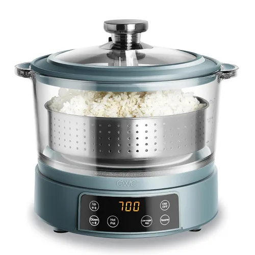 Vista 10 de COOK WITH COLOR Olla de arroz de vidrio mini de 3L baja en carbohidratos – Contiene 2 tazas crudas/Produce 6 tazas cocidas con cesta de filtro