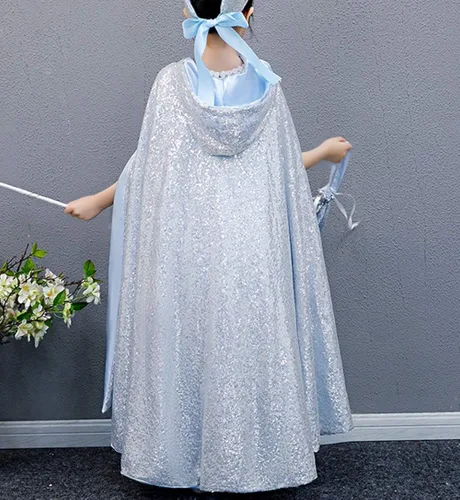 Vista 3 de Capa de capa con capucha de princesa para niñas pequeñas Navidad Halloween accesorios de fiesta de cosplay