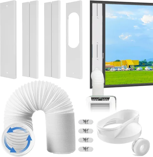 Vista 9 de Kit portátil de ventilación de ventana para aire acondicionado, kit de ventana deslizante ajustable vertical/horizontal para unidad de aire