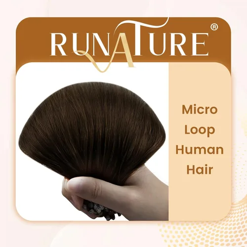 Vista 41 de RUNATURE Extensiones de cabello humano con punta en U, color marrón ceniza a rubio platino