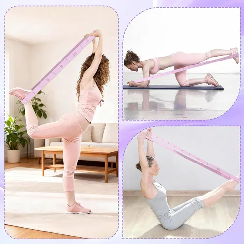 Vista 7 de Correa elástica con 11 bucles, correas elásticas para terapia física, yoga, pilates, ballet, correa elástica versátil para flexibilidad, ejercicios