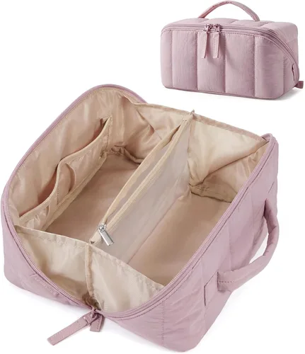 Vista 29 de BAGSMART Bolsa de Maquillaje de Viaje para Mujeres, Estuche Cosmético Portátil Resistente al Agua, Organizador de Maquillaje Acolchado Abultado