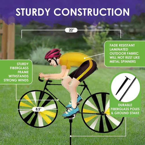 Vista 3 de Bicicleta de carretera Spinner Man 1555 de 22 pulgadas – Diseño de ciclista atlético, decoración exterior resistente a la intemperie, duradero