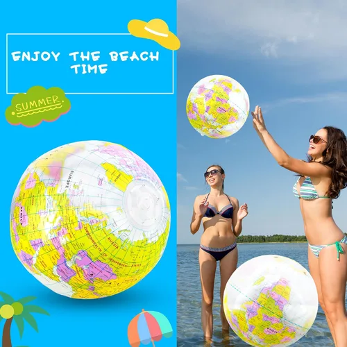 Vista 5 de Globo inflable de 16 pulgadas para inflar, globo del mundo de PVC, bola de playa, juguetes para niños, juego de piscina, juego en el aula, jugar