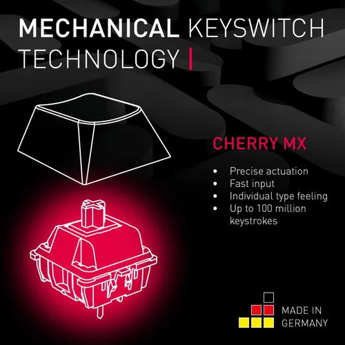 Vista 5 de Cherry MX 2.0S Teclado para juegos con cable con iluminación RGB MX interruptores rojos. Tablero blanco puro