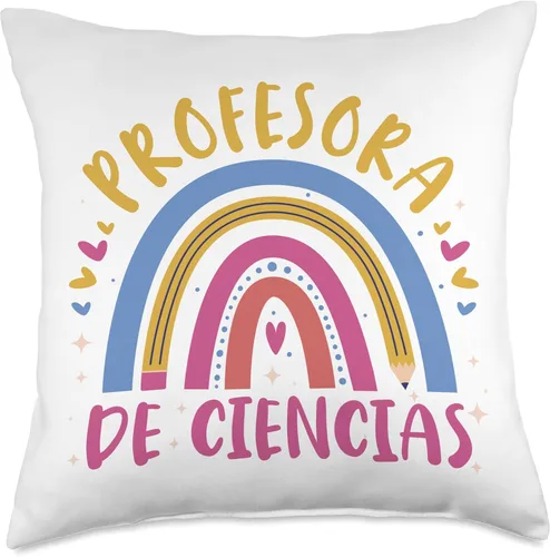 Vista 4 de Passionate science teacher. Funny apparel Profesora de ciencias. Versión arcoíris Throw Pillow, 16x16, Multicolor