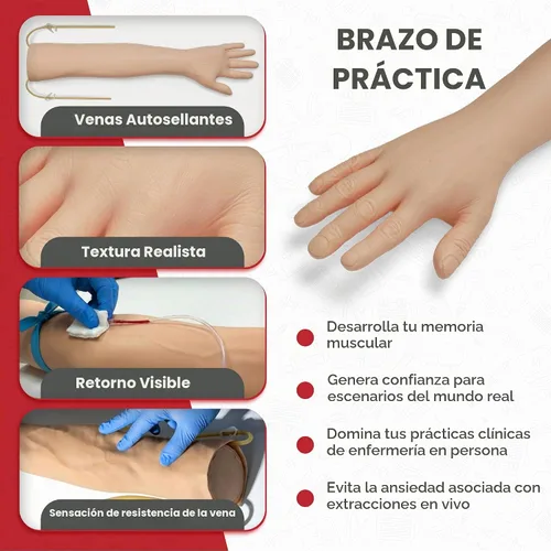 Vista 6 de Kit de práctica de flebotomía The Apprentice Doctor – Brazo completo de entrenamiento de flebotomía para venopunción y simulación IV Diseñado