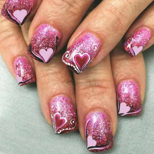 Vista 13 de 24 uñas postizas cuadradas a presión, cortas, bonitas, florales, acrílicas, con diseños de flores de arcoíris, uñas reutilizables con pegamento