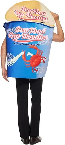 Vista 4 de ReneeCho Disfraz de fideos instantáneos de mariscos y fideos para Halloween, comida rápida, disfraz divertido para adultos, hombres y mujeres