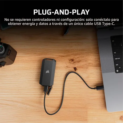 Vista 5 de Corsair EX400U Survivor 1TB USB4 SSD externo – Hasta 4000 MB/s, unidad resistente IP55, Plug & Play para PC, Mac y iPad – Negro