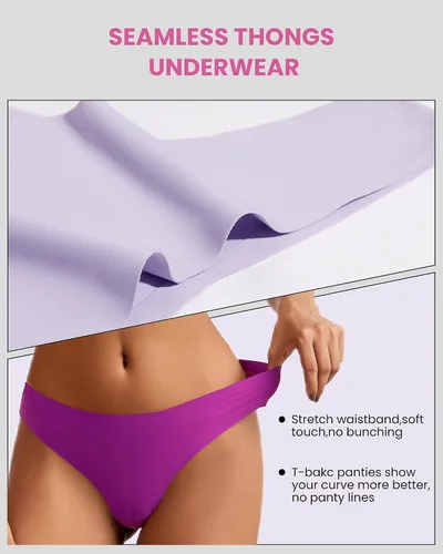 Vista 2 de Ropa interior sin costuras para mujer, tangas invisibles, paquete de bragas de entrenamiento, tangas atrevidas para mujer, tangas atléticas