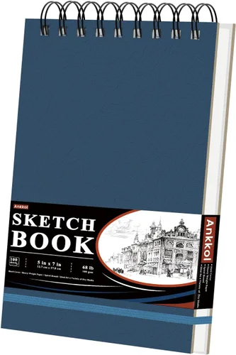 Vista 13 de Ankkol Cuaderno de bocetos con espiral 5x7, pequeño bloc de dibujo con tapa dura - 100 hojas, papel para bloc de dibujo mini de 68 lb/100 g/m²