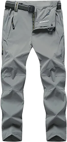 Vista 7 de Pantalones cargo de senderismo de secado rápido para hombre, para exteriores, casual, elástico, transpirable, con múltiples bolsillos (sin cinturón)