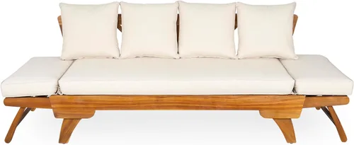 Vista 7 de Christopher Knight Home Gary Sofá Convertible para Patio, Cama de Día de Madera para Exteriores, Sofá de Salón de Muebles de Patio de Madera