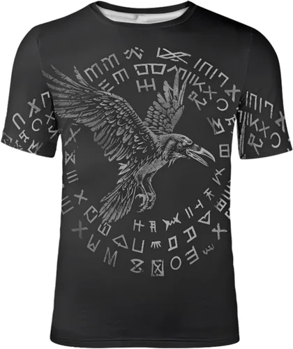 Vista 6 de GLUDEAR Camiseta Vikings para hombre, novedad con estampado 3D de mitología nórdica Aurora Galaxy Life Tree