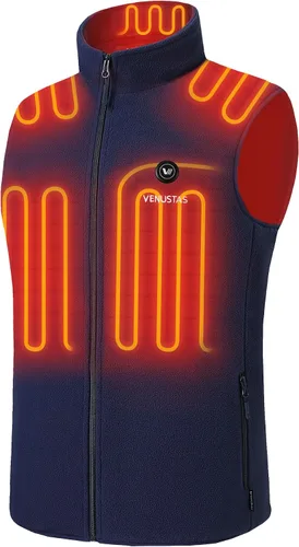 Vista 10 de Venustas Chaleco térmico de forro polar para hombre con batería, chaleco eléctrico ligero con aislamiento Negro