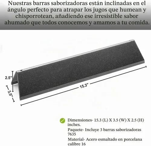 Vista 3 de 7635 Barras saborizadoras de 15.3 pulgadas para Weber Spirit 2 piezas, repuesto para parrillas Weber GS4 Spirit II e I E210 S210 E215 E220 S220