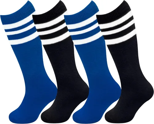 Vista 3 de 4 pares de calcetines de fútbol para niños pequeños, calcetines de fútbol para niñas y niños, calcetines de béisbol para niños pequeños, calcetines