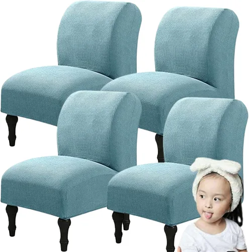 Vista 74 de Fundas elásticas para silla sin brazos, extraíbles y lavables, de elastano jacquard sin reposabrazos, protector de muebles para sala de estar, Verde
