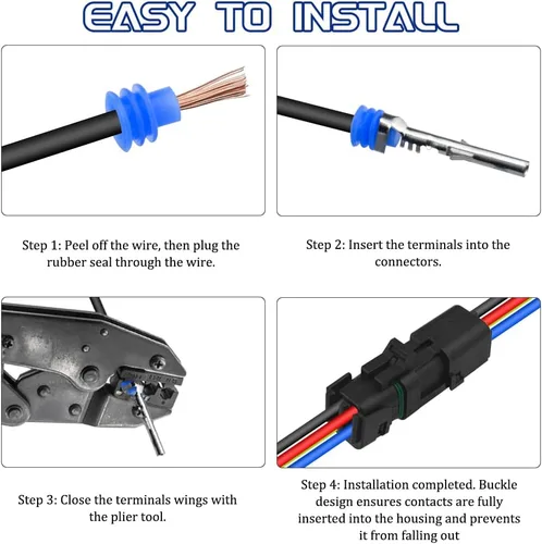 Vista 4 de WMYCONGCONG 10 kits de 4 pines de manera impermeable conector de cable eléctrico enchufe terminal (4 pines)