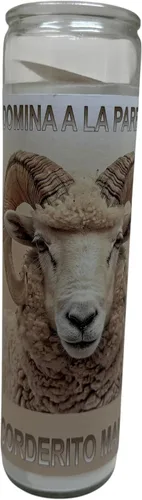 Vista 7 de un perfumado Veladora, dominar a la pareja, Corderito Manso, Vaso Grande 14 oz con poderosa oración en español al reverso