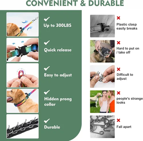 Vista 5 de Collar Martingale para perro, collar de entrenamiento para caminar sin tirones, collar táctico ajustable con hebilla de metal resistente, collar